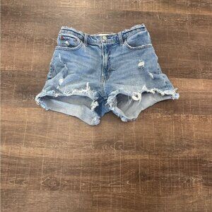 Abercrombie & Fitch The Mom Short High Rise Curve Love Light Denim Wash Size  8